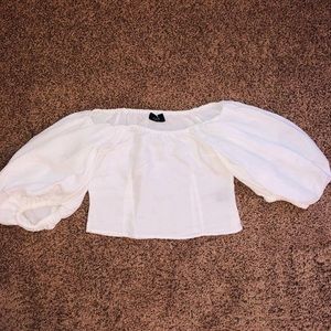 Off The Shoulder Crop Top - White - Medium